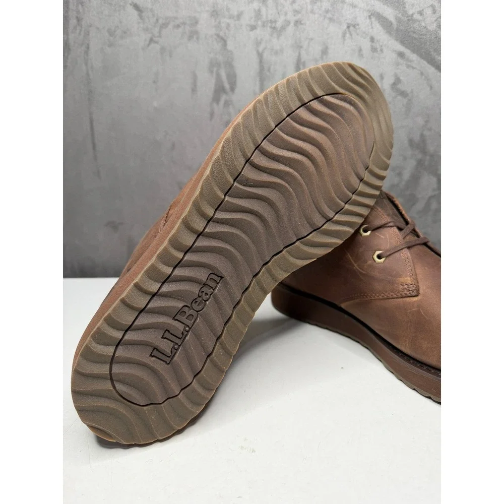 L.L.Bean Chukkas Men 11 Brown Leather Wedge Sole Lace‎ Up Boots